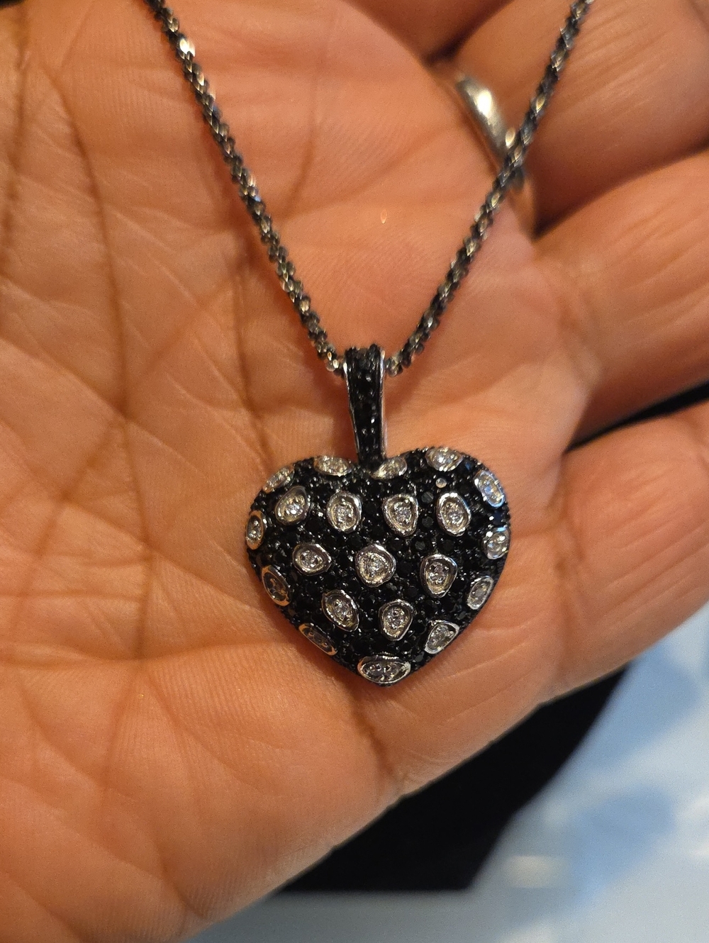 Black Pave Heart Pendant Necklace Frieda Rothman